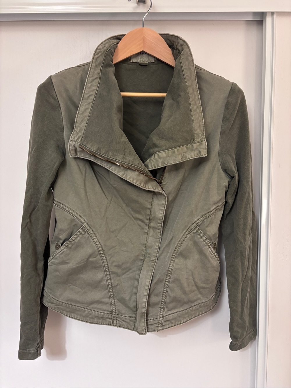 Y2K Anthropologie Marrakech Military Field Jacket Size Medium Moto Utility Green - Picture 2 of 11